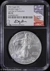 2021 $1 T-1 American Silver Eagle NGC MS 70 | LDOP Ryder Signed Slab