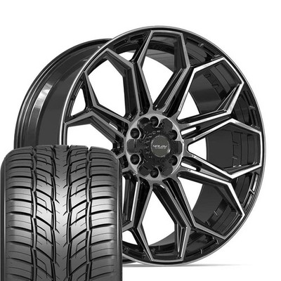 4P83 24x10 Black 4PLAY Rims & 295/35R24 UHP Tires Set 6X135 & 6X139.7 +18ET