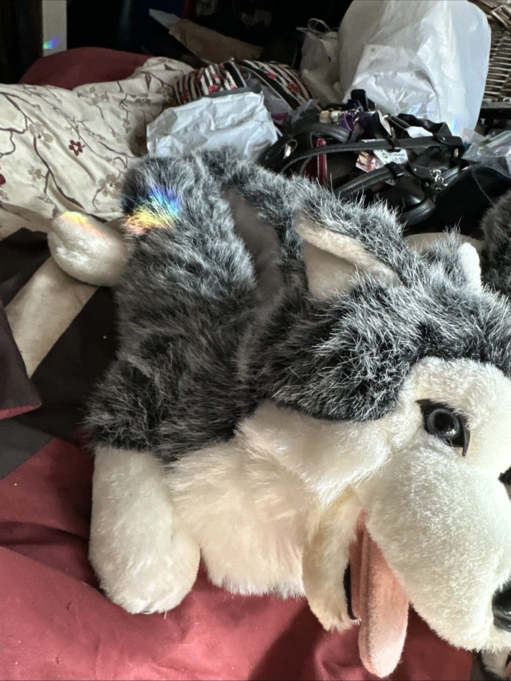 "Juego de pantuflas de felpa Pet Parade Husky perro piel sintética talla para hombre 7-9 mujer 9-10 17""" Foto 2 de 3