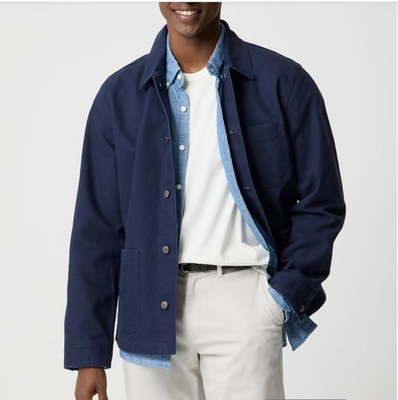 #ad JCREW Canvas Chore Barn Jacket Mens Blue Canvas Cotton Sz L Workwear Preppy EUC $79.96