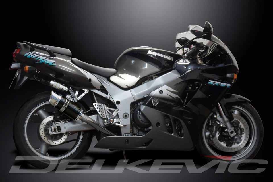 Kit silenciador escape carbono redondo Kawasaki ZX-9R Ninja 1994-1997 Slip On 8" Foto 4 de 4