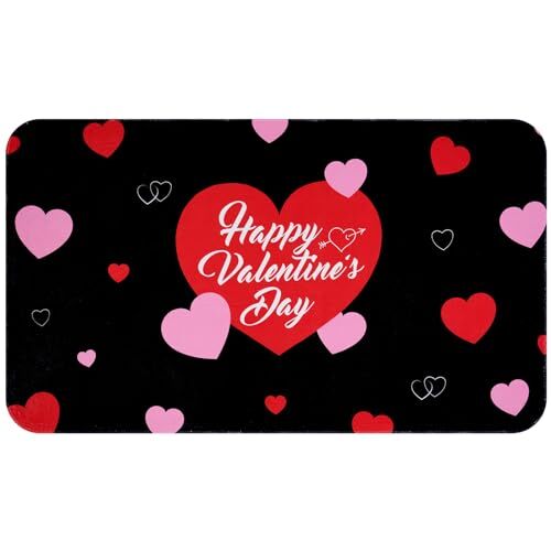 Valentine's Day Door Mat Outdoor Indoor, Valentine's Day Black