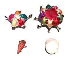 4Antique Vintage Sewing Knitting Needle Holder Storage Chinese Garlic Strawberry