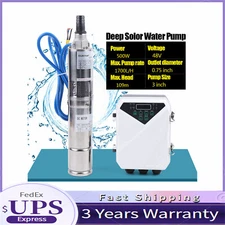 3" DC Solar Water Pump Submersible Deep Bore Well Pump With MPPT Controller 500W