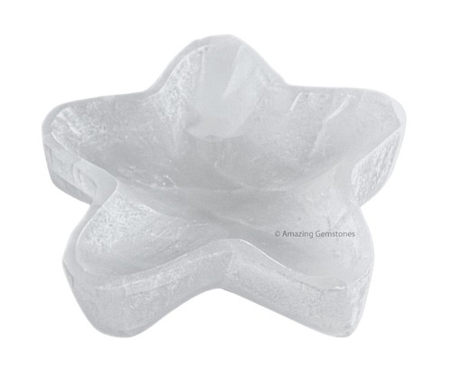 Tazón de placa de cristal de selenita para cargar tus piedras curativas - tazón en forma de estrella de 4 - Imagen 5 de 8