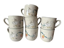 Set of 6 Marmalade Stoneware Mugs Country Goose Duck Ribbon Strawberry Japan Cup