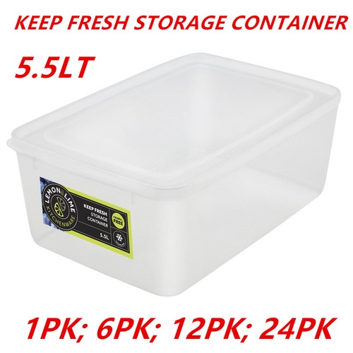 Container Box 5l 5.5L Rectangle Stack-able Plastic Food Storage Container Box Lid BPA ...