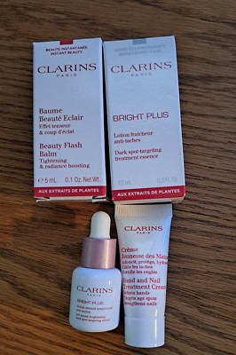 4 Pack Clarins Paris Skincare Sample Set Face Hands NEW