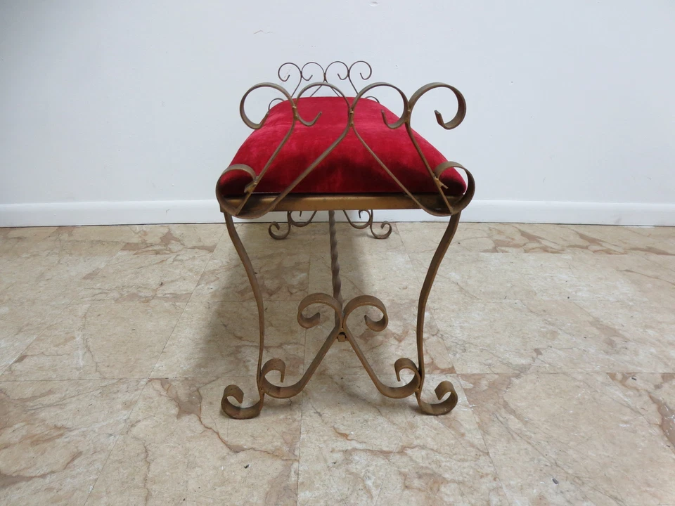 Старинный золотой позолоченный металлический свиток французское регентство окно кровать скамейка табурет оттоманка - Изображение 3 из 4