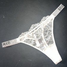 Victoria's Secret M Thong PINK LACE BRIDESMAID RHINESTONES SHINE STRAP