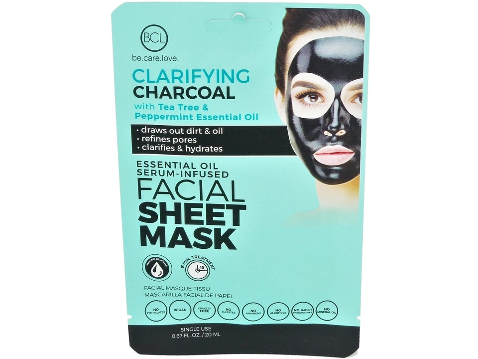 4pack BCL Be Care Love Facial Mask Charcoal Green Tea Lemon Vitamin C Grapefruit - Image 2 of 4