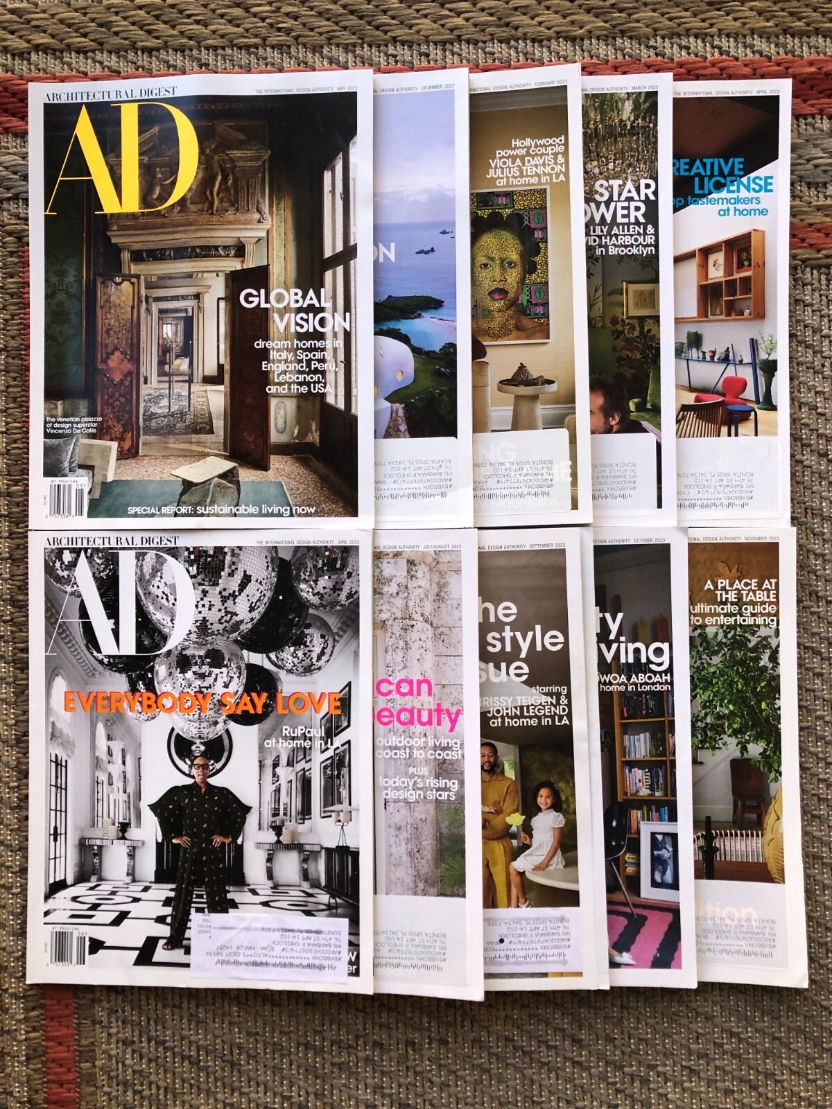 AD Architectural Digest Magazine Lot Of 10 2022/2023 Design Celebrity Homes