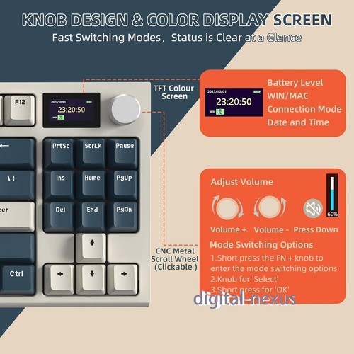 ATTACK SHARK K86 Wireless Mechanical Keyboard with TFT Color Display & Knob BT - Picture 3 of 16