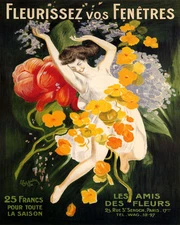 POSTER FLEURISSEZ BLOSSOM FLOWER GIRL FRENCH CAPPIELLO VINTAGE REPRO FREE S/H