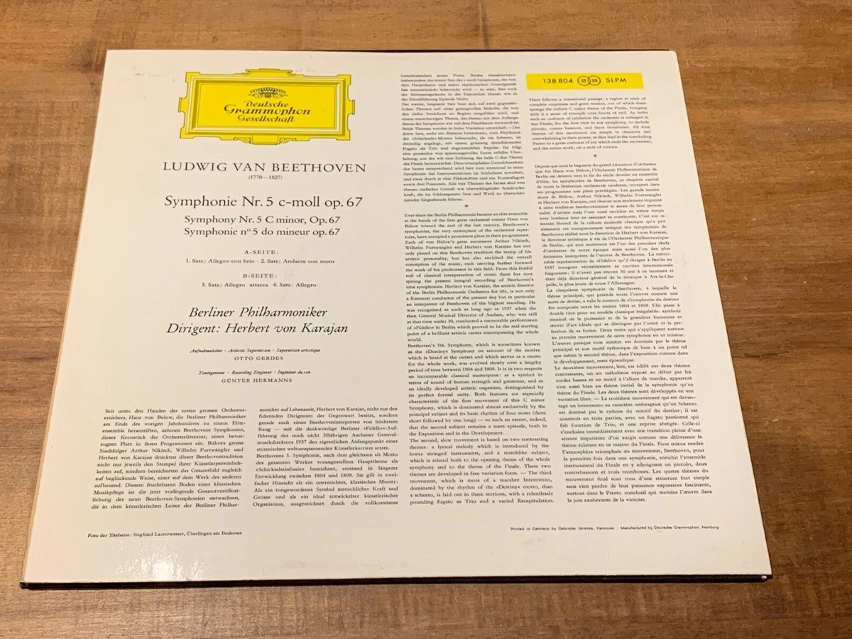 Beethoven Symphony No.5 KARAJAN Original DGG SLPM 138804 Tulip