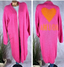 AMOUR Mohair Wool Italy PINK PINK Long Knit Jacket Coat Cardigan 38 40 42