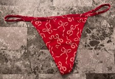 NWT VICTORIA'S SECRET RED PINK BOW STRETCH V STRING THONG PANTIES