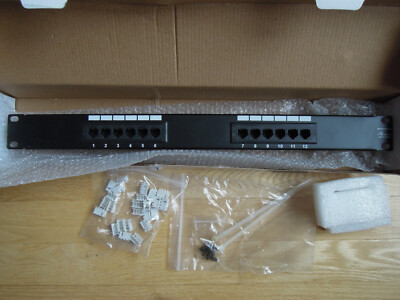 Monoprice 12-Port Cat6 Patch 2U Panel,  568A/B Compatible Black NEW!