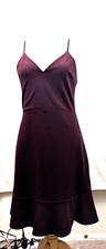 Express sz S A-line Dress sleeveless tank ruffly at bottom burgundy 0494
