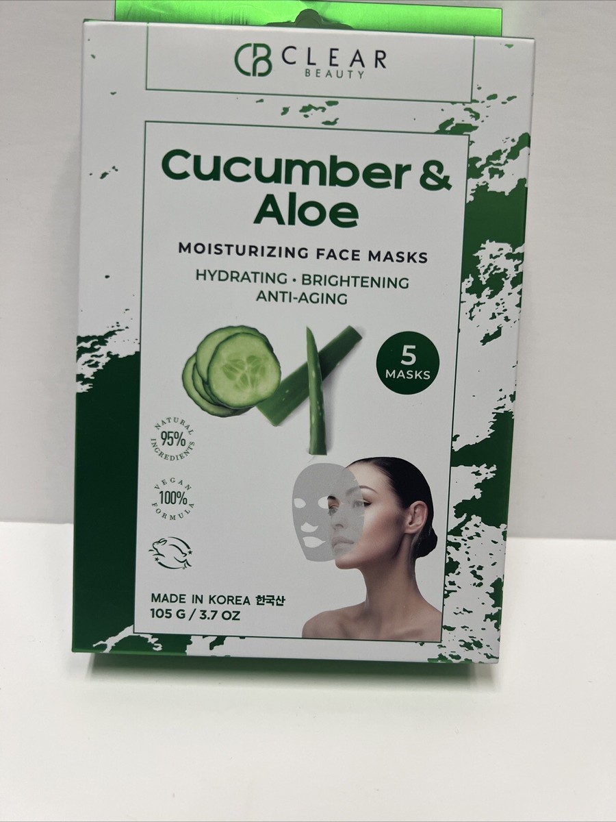 Clear Beauty Cucumber & Aloe Moisturizing Face Mask | 3.7 oz Pk Of 5