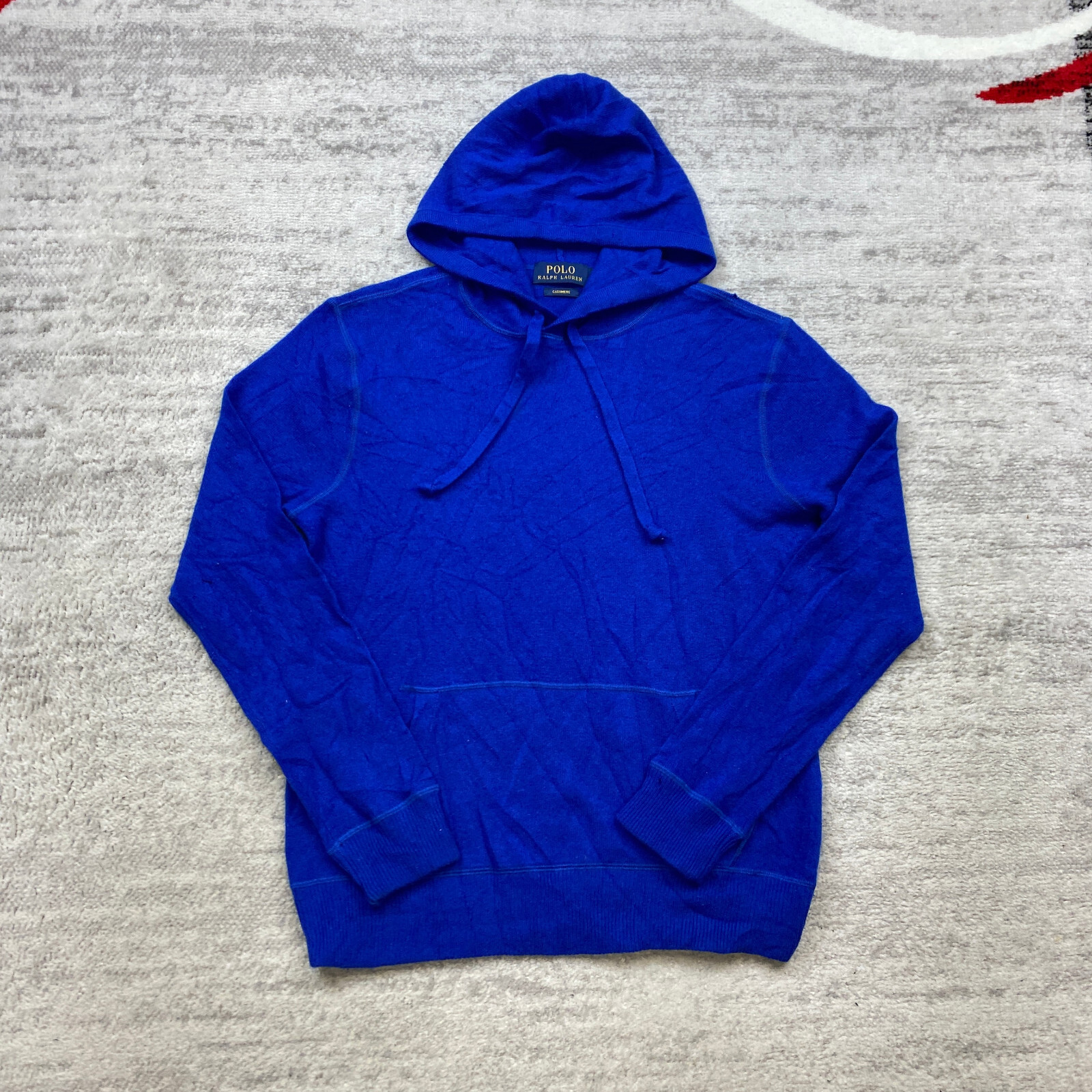 Polo Ralph Lauren Cashmere Felpa con Cappuccio Piccola Blu Pony Rugby Regolabile Escursione Outdoor