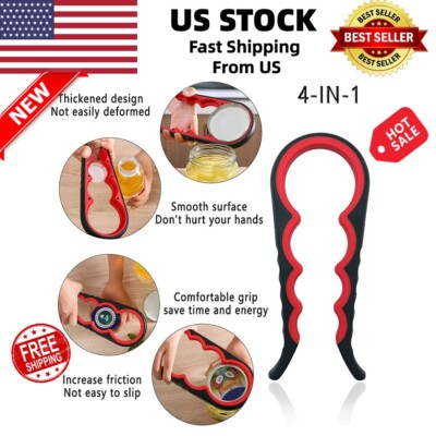 Jar Opener Bottle Opener for Seniors with Arthritis,Weak Hands,  4 in 1 Weak Han