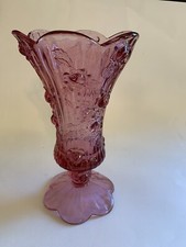 Vintage Fenton Vase Rose Lavender Pink Scallop Edge, 9" Excellent Condition