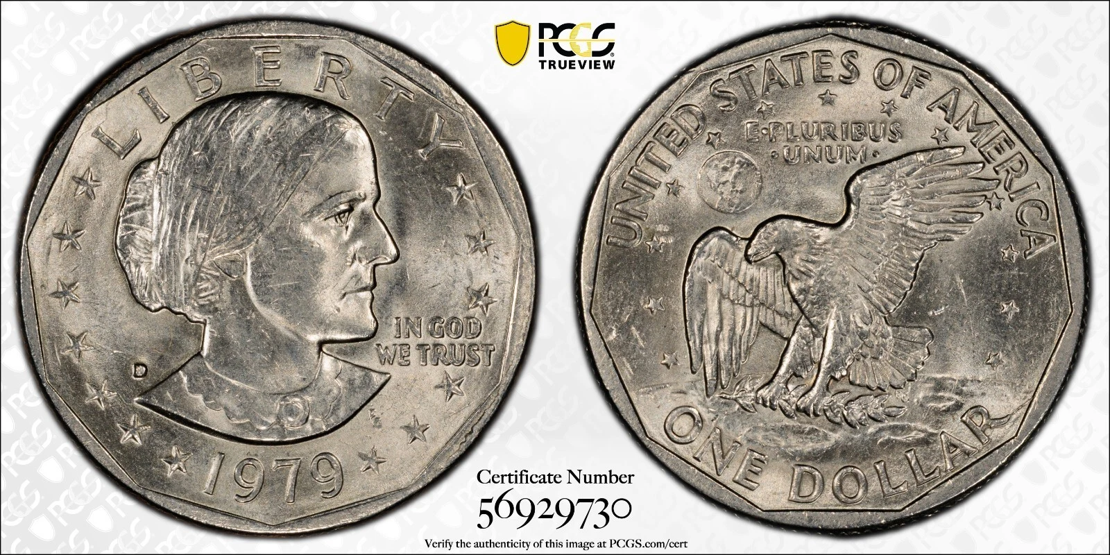 1979 D Susan B Anthony Dollar s mint-Frank Gasparro (FG)- rare PCGS Graded