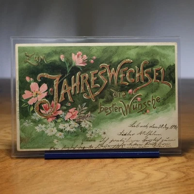 Zum Jahreswechsel Neujahr 1899 Litho Soldaten-Postkarte Osterode Harz gel. AK - Bild 1 von 4