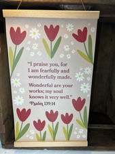 Psalm 139:14 Bible Verse Canvas Wall Hanging Christian Floral Scripture ArtDecor