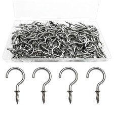 304 Stainless Steel Screw in Hooks, 100 Pcs 1 inch Screw Cup Hooks,Plants Han...