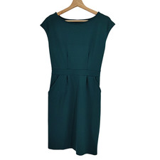 Quince Women Ultra-Stretch Ponte Cap Sleeve Dress Ocean Green Basic Sleeved XS