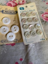 2 Tarjetas Vintage Botones Madreperla 2 y 4 Agujeros Fijación