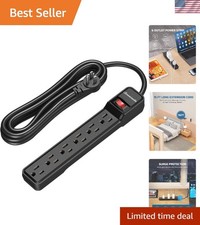 Compact Wall-Mount Surge Protector with 15AMP Circuit Breaker  15FT Cord