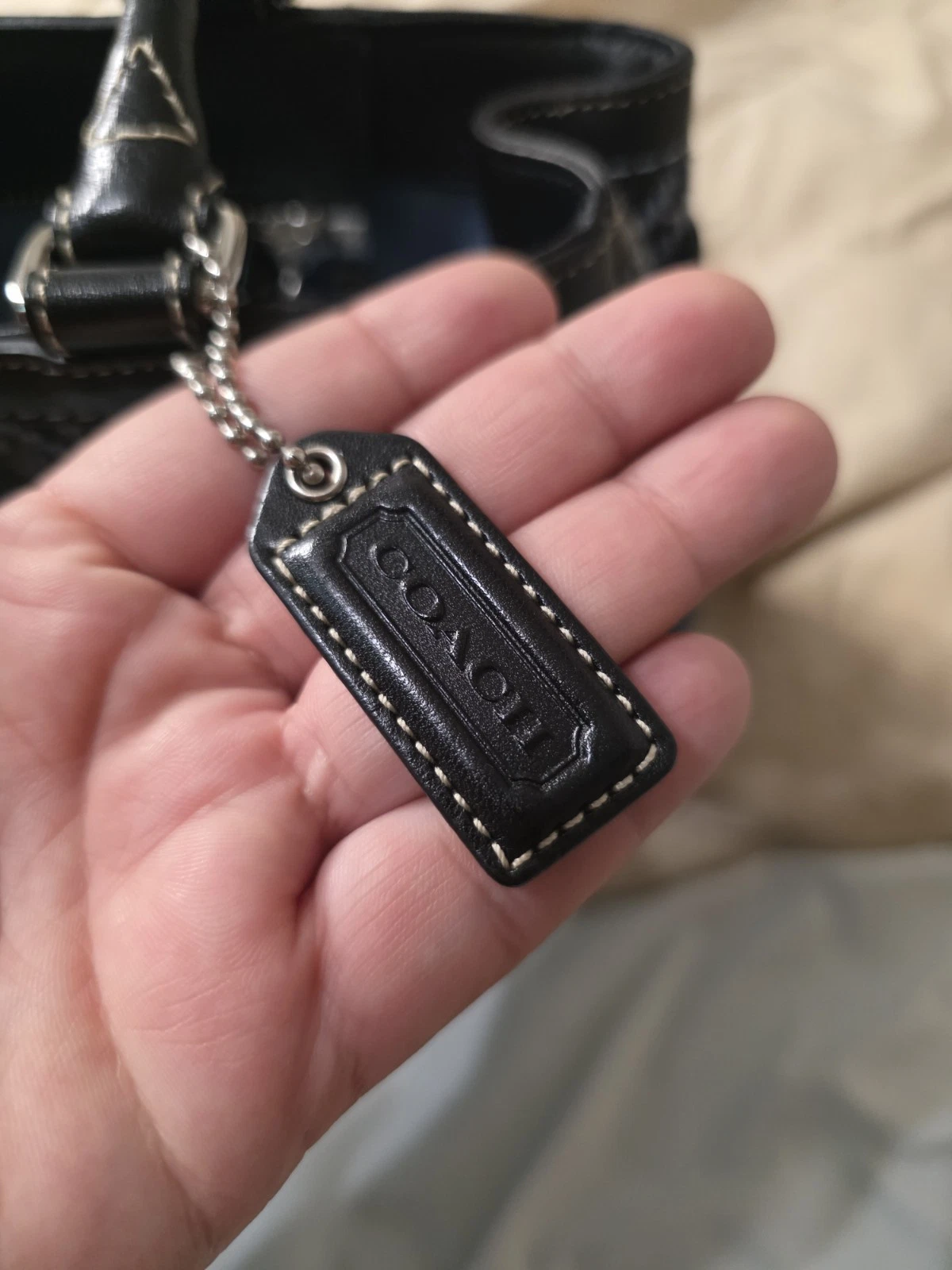 Borsa Coach Hamptons in tweed a spina di pesce