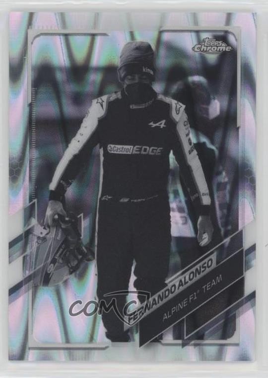 2021 Topps Chrome Formula 1 Black & White RayWave Refractor Fernando Alonso 5b1