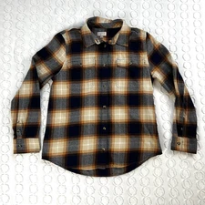Brixton Flannel Shirt Men's L Plaid Long Sleeve Button Down Navy Fall Winter