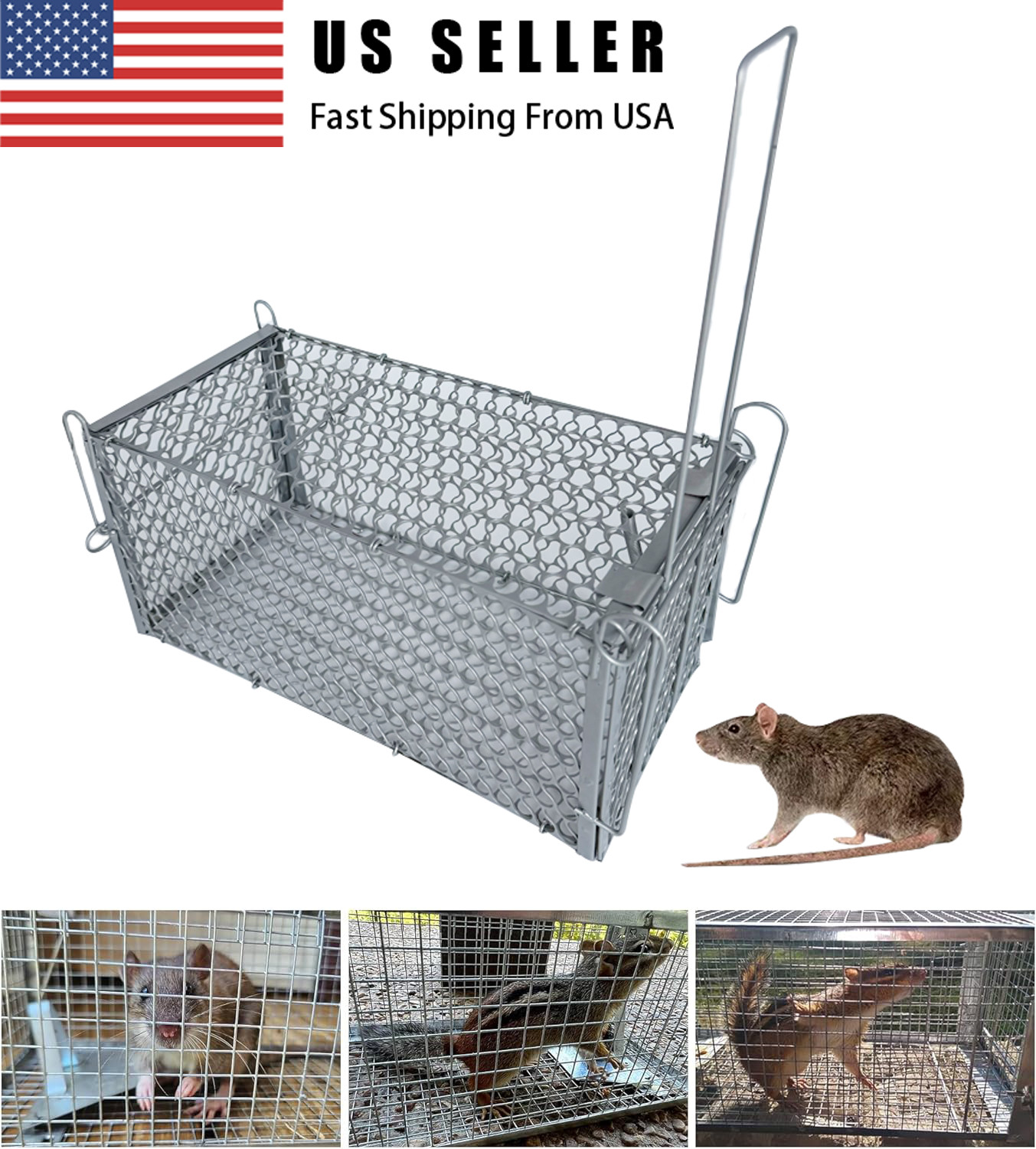 USA Mouse Trap Rat Trap Rodent Trap Live Catch Cage, Easy to Set Up and Reuse