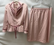 Adolph Schuman for Lilli Ann Pink Vintage Skirt Suit Belted Jacket USA