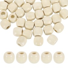 120Pcs Wooden Loose Beads Colored Round Pony Wood Beads for Crafts White