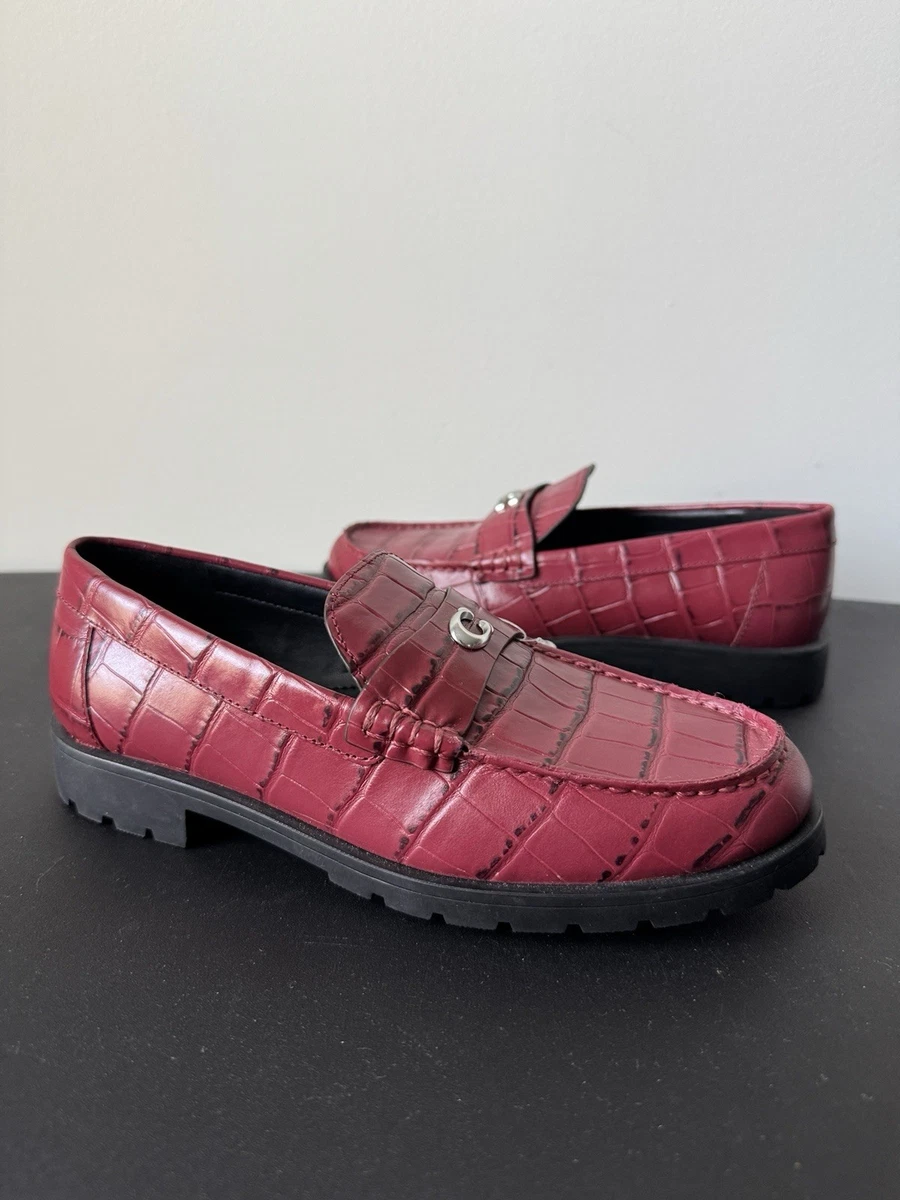Coach NWB Joselyn Embossed Croc Loafers Dark Ruby Size 7B Women main image 3