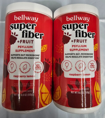 Bellway Super Fiber + Fruit Psyllium Husk Raspberry Lemon 36oz 18 x2