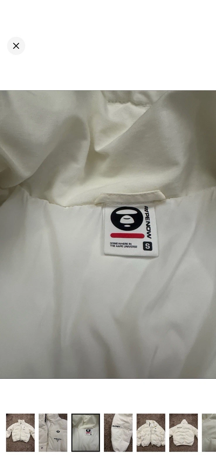 Aape by Bathing Ape Mens White puffer Jacket - product detail image 3