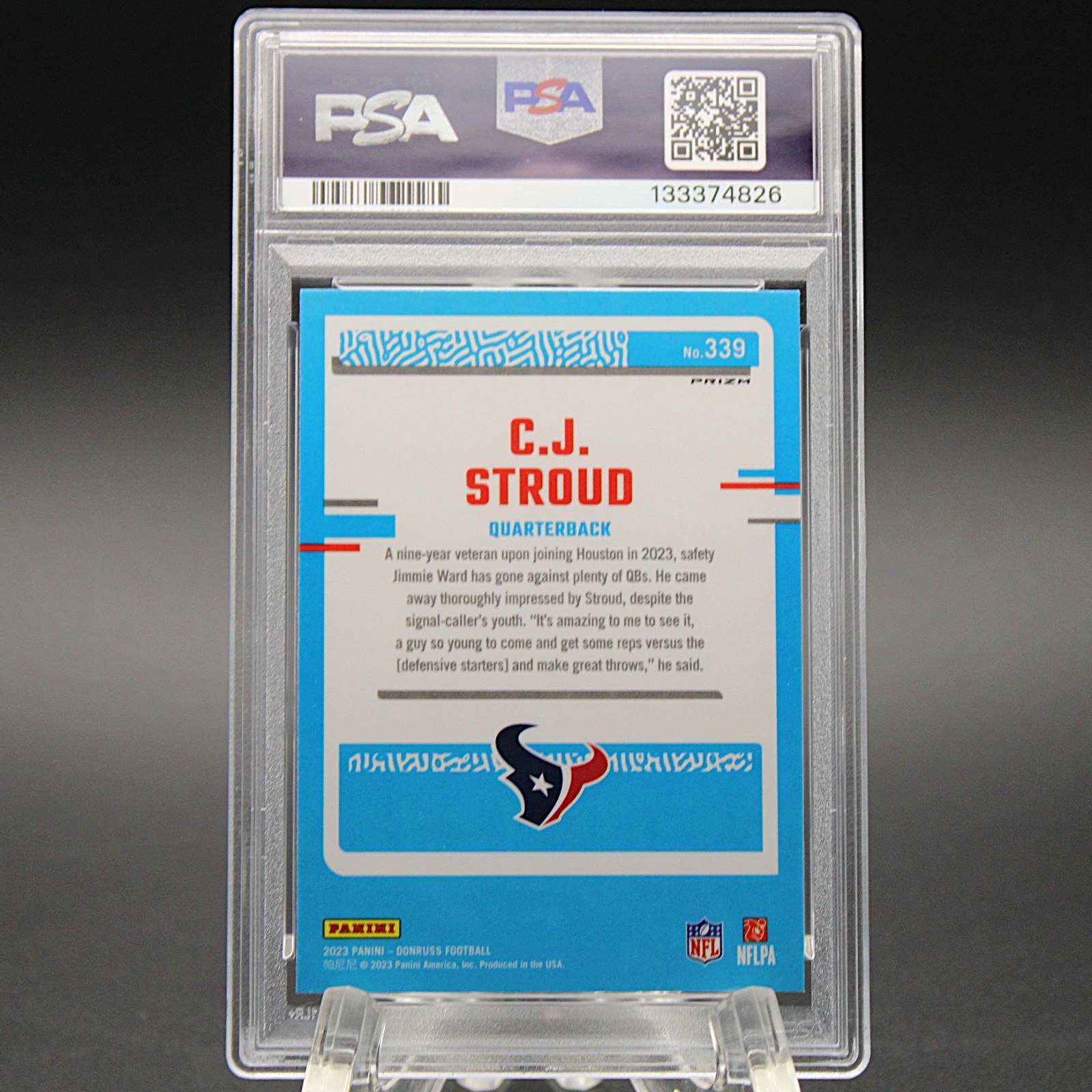🏈✨PSA 10 GEM MT 💎 2023 Donruss Optic Preview CJ STROUD (RC) Red Green Prizm✨🏈 view 2