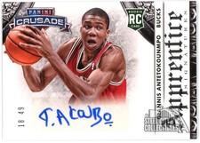 Giannis Antetokounmpo 2013-14 Panini Crusade Apprentice Rookie Auto Card 18/49. rookie card picture