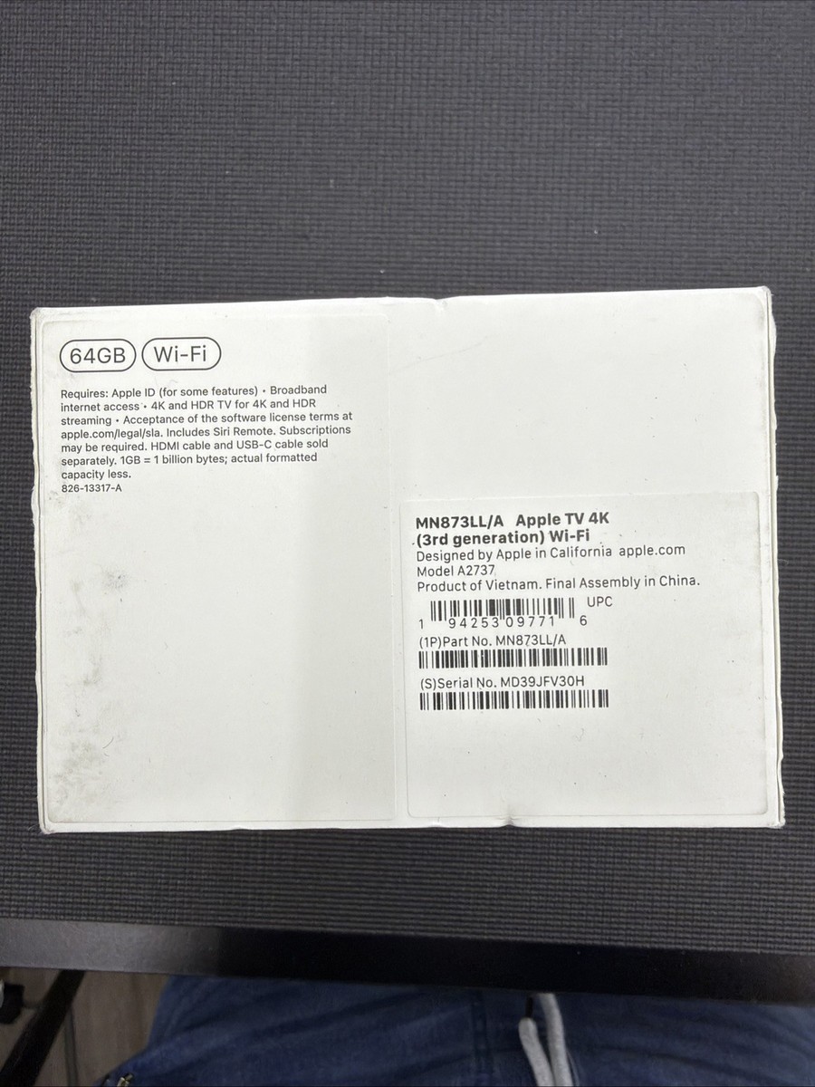 Apple TV 4K 3rd Gen. 128GB Media Streamer - Black, Wi-Fi +