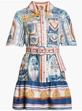 Farm Rio Cerrado Stamps Linen Shirtdress Sz XXS NWT