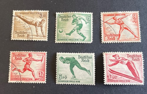 6 Deutsche Halbpostale, Olympiade 1936, 4 gestempelt (B82, B84-B86) & B79 & B80