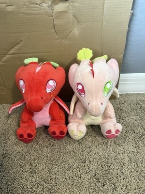 Peach Seas Strawberry and Pineberry Dragon Plush Toy Lot of 2