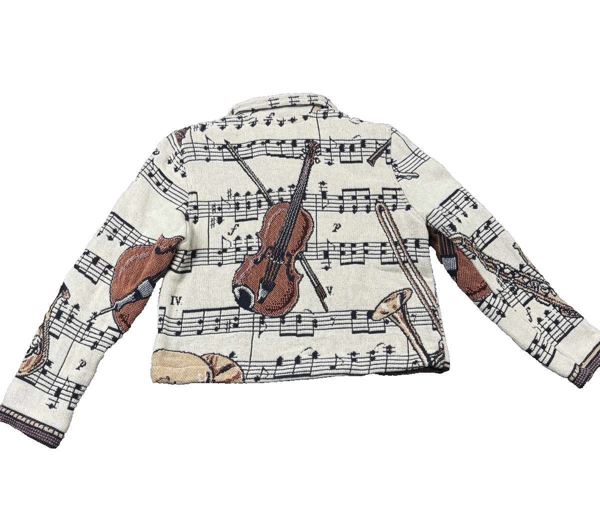Giacca arazzo pony dipinto donna strumento musicale medio zip USA